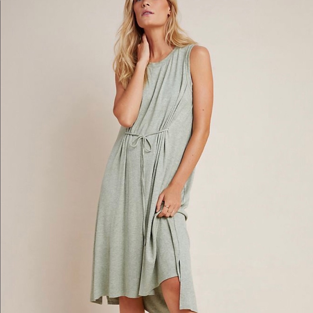 Anthropologie Light Green Tie-Front Dress